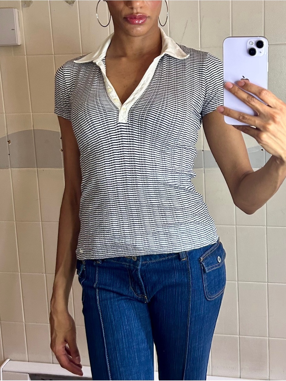 Hollister Striped Polo Top